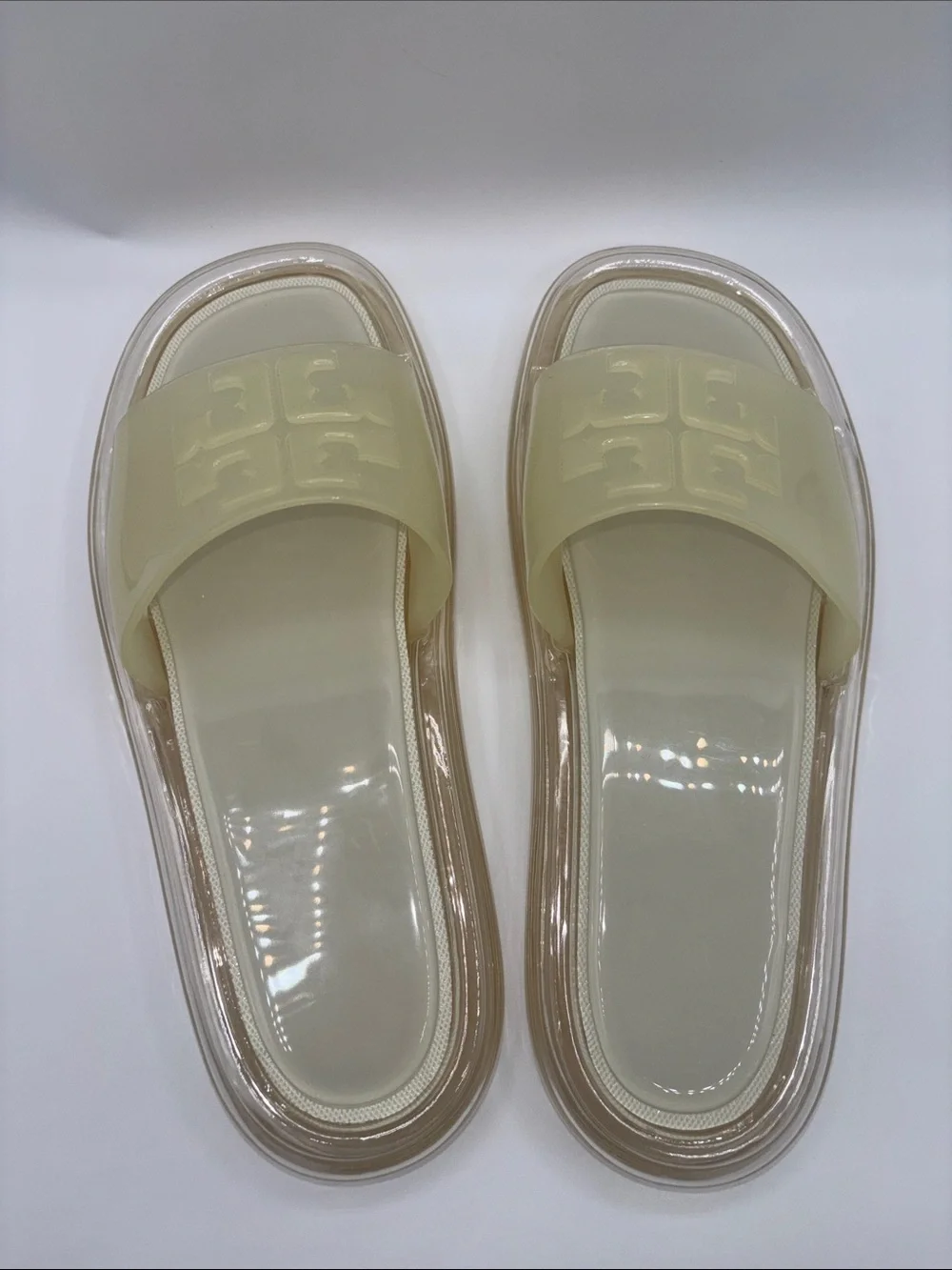 Tory Burch Cream/Clear Jelly Slide Sandals